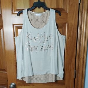 ➕️ Maurices Kind Heart Gypsy Spirit Beige Boho Tank Top Distressed